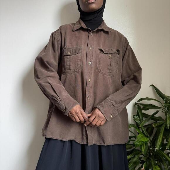 Vintage unisex oversized button-up long-sleeves minimalist shirt size XL - Picture 3 of 4